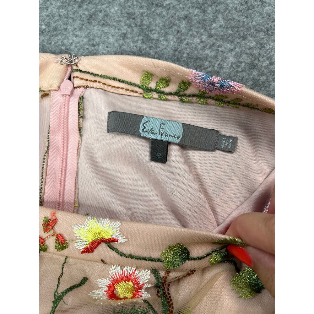Eva Franco French Embroidered Floral Mesh Midi Skirt Size 2 - Picture 6 of 6